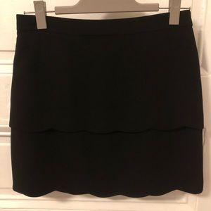 Club Monaco Black Tiered Scallop Skirt